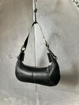 Vintage real leather small handbag black