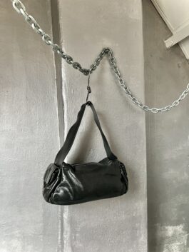 Vintage real leather handbag black
