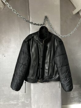 Vintage Rudsak oversized real leather bomber jacket with padded sleeves black