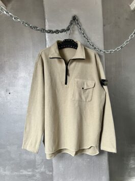 Vintage oversized Stone Island sweatshirt with zip beige