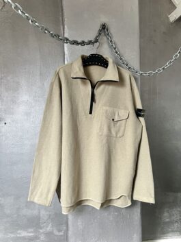 Vintage oversized Stone Island sweatshirt with zip beige