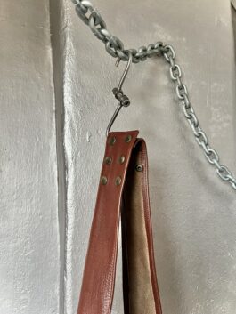 Vintage real leather crossbody bag brown