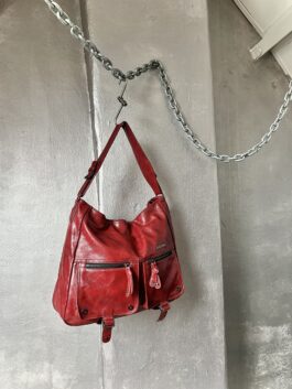 Vintage Diesel real leather shoulderbag red