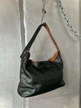 Vintage real leather handbag black brown