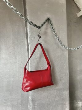 Vintage real leather handbag red