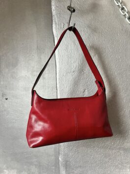 Vintage real leather handbag red