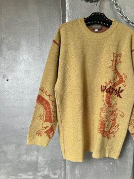 Vintage oversized woolen dragon sweater mulitcolor