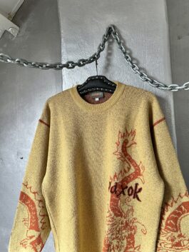 Vintage oversized woolen dragon sweater mulitcolor