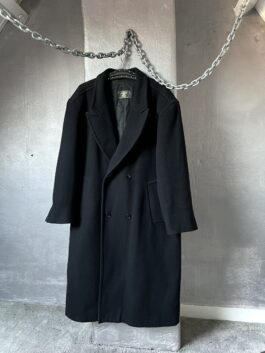 Vintage oversized cashmere woolen dad coat black