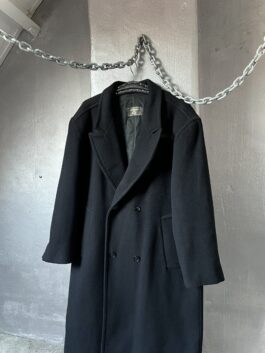 Vintage oversized cashmere woolen dad coat black