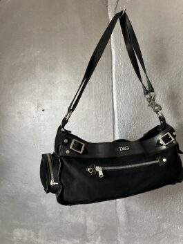 Vintage Dolce & Gabbana real leather suede shoulderbag black