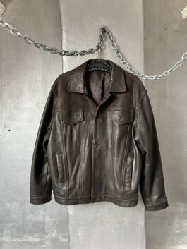 Vintage oversized real leather jacket brown