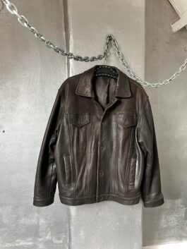 Vintage oversized real leather jacket brown