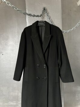 Vintage oversized woolen dad coat black