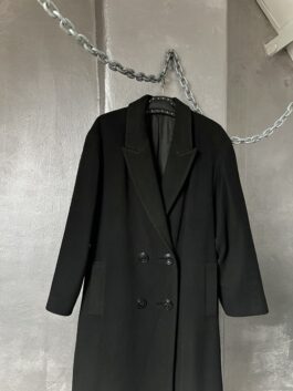 Vintage oversized woolen dad coat black