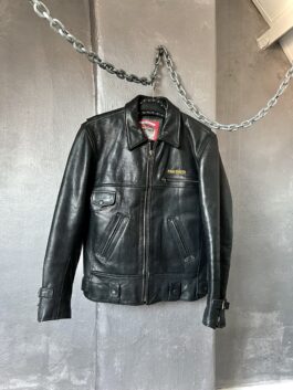 Vintage Panther real leather biker jacket black