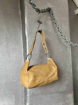 Vintage real leather handbag beige