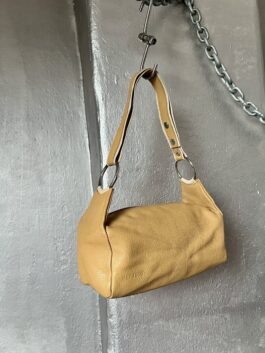 Vintage real leather handbag beige