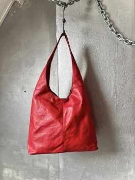 Vintage real leather shoulderbag red