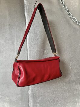 Vintage real leather shoulderbag red brown