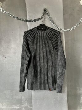 Vintage oversized ribbed longsleeve jumper washed grey