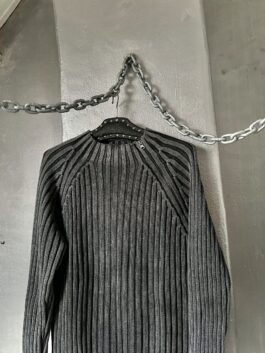 Vintage oversized ribbed longsleeve jumper washed grey