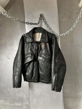 Vintage Furygan oversized real leather bomber jacket black brown