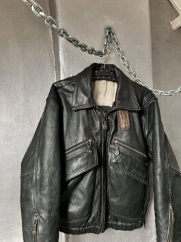 Vintage Furygan oversized real leather bomber jacket black brown
