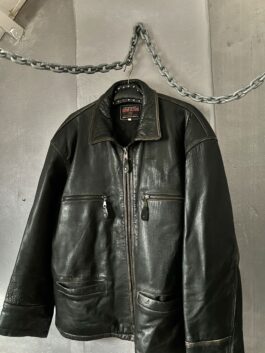 Vintage Bomb Boogie oversized real leather flying jacket washed dark brown