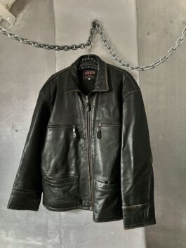 Vintage Bomb Boogie oversized real leather flying jacket washed dark brown