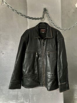 Vintage Bomb Boogie oversized real leather flying jacket washed dark brown