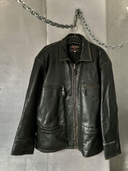 Vintage Bomb Boogie oversized real leather flying jacket washed dark brown