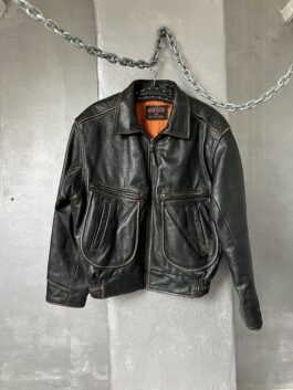 Vintage Bomb Boogie oversized real leather bomber jacket washed brown