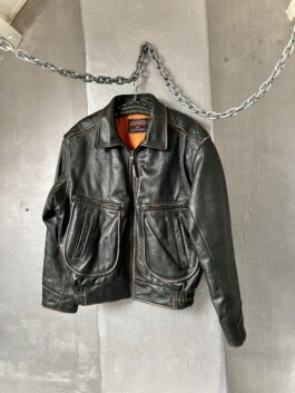 Vintage Bomb Boogie oversized real leather bomber jacket washed brown