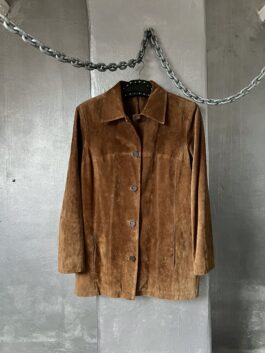 Vintage real leather suede blazer jacket brown