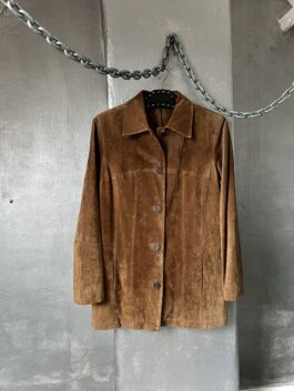 Vintage real leather suede blazer jacket brown