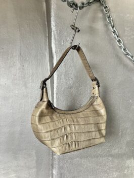Vintage real leather handbag with snakeskin taupe