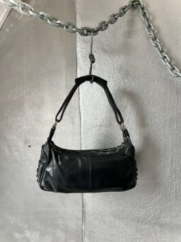Vintage real leather handbag black