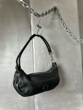 Vintage real leather shoulderbag black