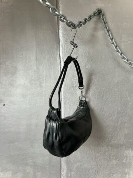 Vintage real leather shoulderbag black
