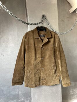 Vintage oversized real leather suede blazer jacket brown