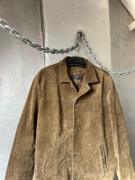 Vintage oversized real leather suede blazer jacket brown