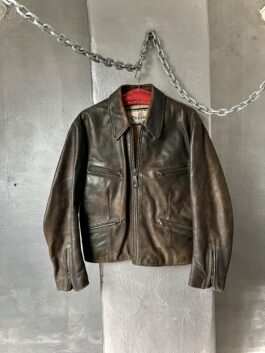 Vintage oversized real leather flying jacket washed brown