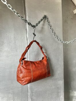 Vintage real leather shoulderbag burnt orange