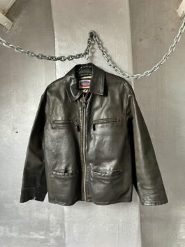 Vintage oversized real leather flying jacket brown