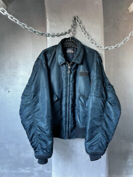 Vintage Schott oversized padded bomber jacket blue