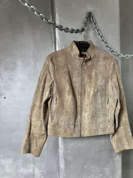 Vintage real leather snakeskin motorcross jacket beige