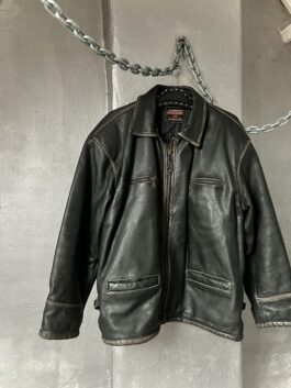 Vintage Bomb Boogie oversized real leather flying jacket washed brown