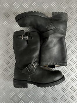 Vintage genuine leather Sancho biker boots black