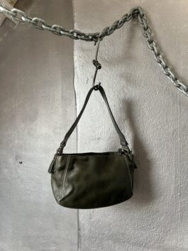 Vintage real leather handbag green